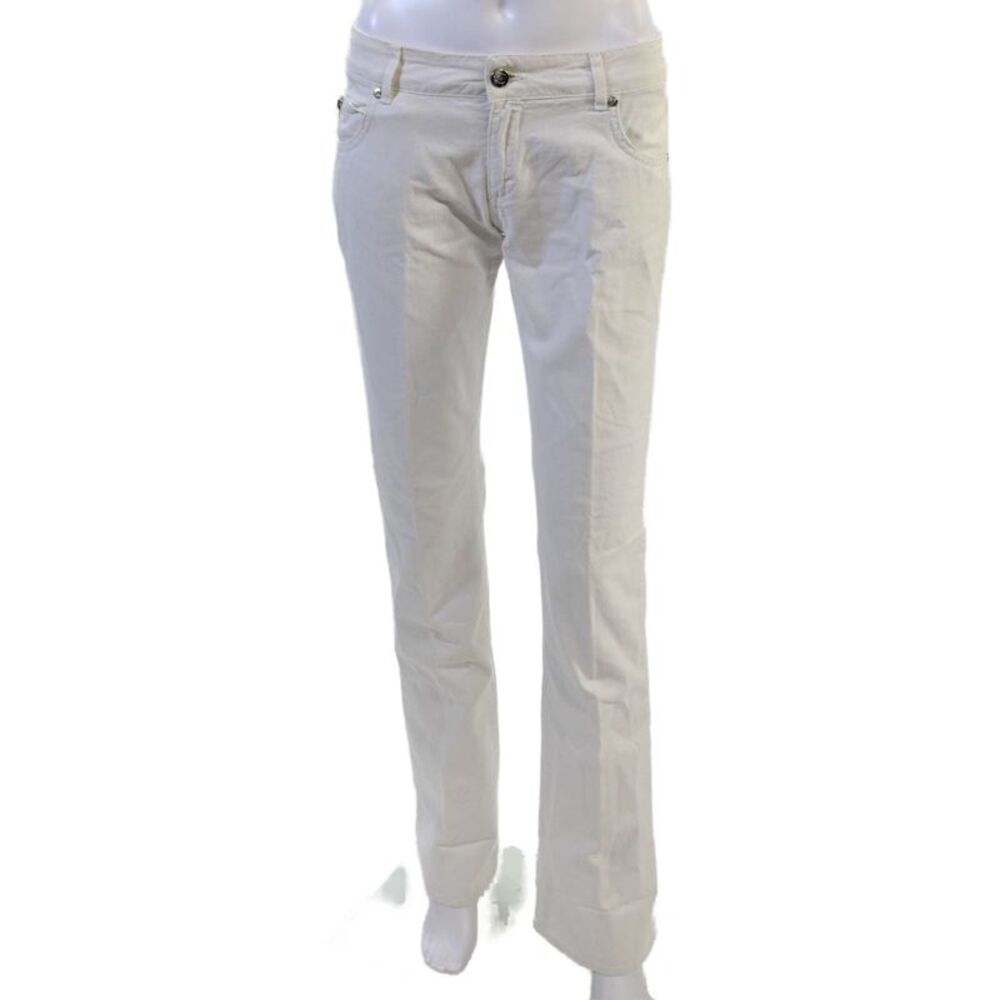 Just Cavalli Women Chino Pants White Cotton Designer 29in Size 26